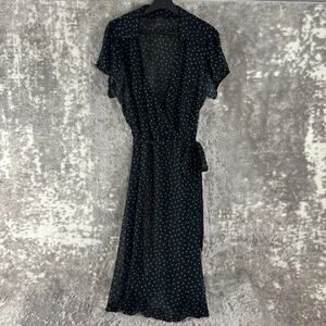 Lane Bryant Plus Sz 18 Polka Dot Whimsigoth Witchy Midi Wrap Dress Semi Sheer